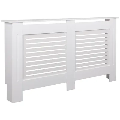 Produktbild von Design Heizkörperverkleidung WL5.746 Weiß Matt Lackiert 152x83x19 cm | Heizungsverkleidung Groß Heizungsabdeckung | Heizkörperabdeckung Holz Lamellen | Heizung Heizkörper Abdeckung Schutz