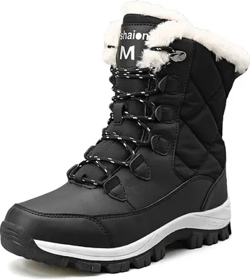 Produktbild von ASKSA Herren Damen Wasserdicht Gefuettert Schneestiefel Winterstiefel Rutschfest Mittelhoher Boot, Schwarz, Groesse: 40