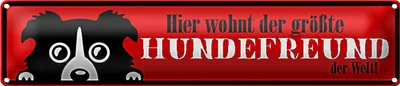 Produktbild von Blechschild Spruch 46x10cm hier wohnt Hundefreund der Welt Dekoration