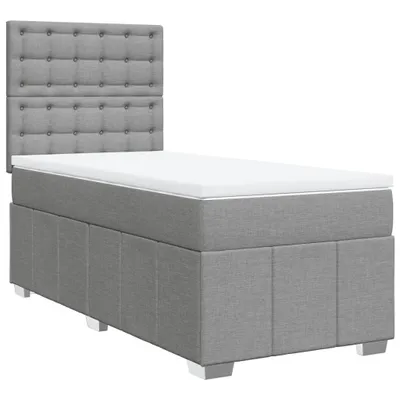 Produktbild von Boxspringbett mit Matratze Hellgrau 90x200 cm Stoff