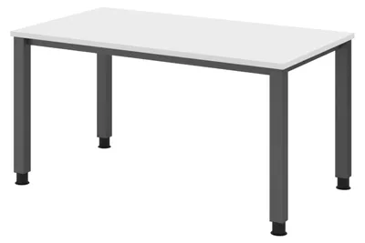 Produktbild von bümö Schreibtisch Serie-Q - Nachbildung: Weiß, Gestell: Graphit, Größe:  140 x 80 cm