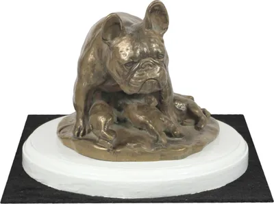 Obrázek produktu pro Francouzský buldoček I – soška psa, figurka na bílém podstavci, trofej pro výstavu psů "Art-Dog".