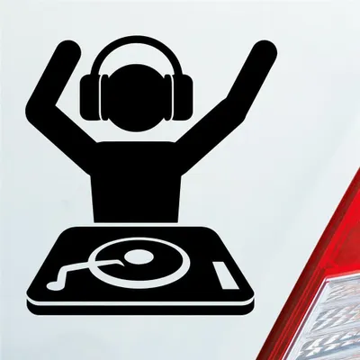 Produktbild von Auto Aufkleber DJ MUSIKER DISCO Motorrad Roller LKW 10x11 cm Schwarz Glanz Sticker Heckscheibenaufkleber