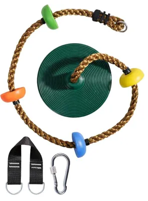 Produktbild von Kletterseilschaukel für Kinder – verstellbar 140-190 cm – Frisbee-Schaukel mit Kletterseil – bis 150 kg – für Garten und Außenbereich