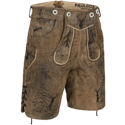 Produktbild von PAULGOS Herren Trachten Lederhose Kurz - HK5 ANTIK - Echtes Leder - in 3 Farben erhältlich - Größe 44 - 60