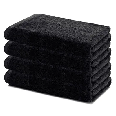 Zdjęcie produktu dla Zestaw 4 ręczników kąpielowych Lavea® Sydney, frotte, 100% bawełna, duże ręczniki kąpielowe do łazienki, toalety dla gości i na siłownię, można prać w temperaturze 60°, 4 sztuki, 60 x 120 cm, czarne