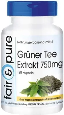 Obrázok produktu pre Extrakt zo zeleného čaju Fair & Pure Grüner Tee Extract 750 mg, 120 kapsúl