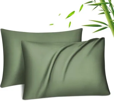 Productafbeelding van Famanu – Set van 2 kussenslopen van bamboe, 50 x 70 cm, gemaakt van lyocell, ademend en hypoallergeen, met een verborgen rits