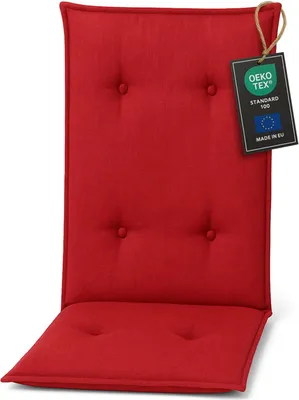 Obrázek produktu pro Pillows24 Polštář pro venkovní židle -120x50x8 cm / Červená / Prošívané - Polštář, sedák na židli, sedák na zahradní nábytek, zahradní židle