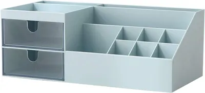 Produktbild von Schreibtisch Organizer, Mesh Metall Büro-Organizer mit Schublade und Stifthalter,Blau