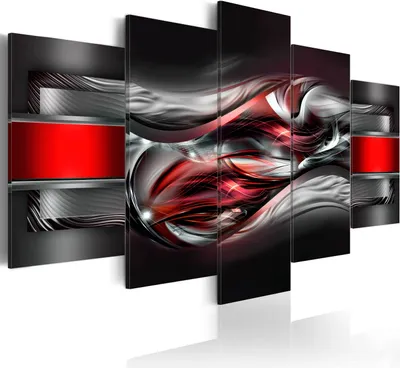 Produktbild von Leinwandbilder 200x100 cm a-A-0089-b-p Vlies Leinwandbild 5 tlg Kunstdruck modern Wandbilder XXL Wanddekoration Design Wand Bild ABSTRAKT ROT
