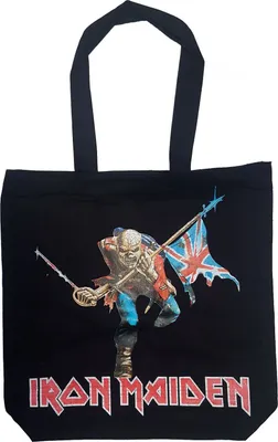 Iron Maiden - taška na nosič "Trooper", potlač na zadnej strane, bavlna RO8389 (jedna veľkosť) (čierna/červená/modrá)