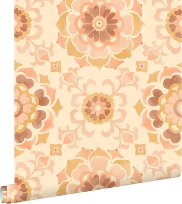 Productafbeelding van ESTAhome behang tegelmotief beige en licht roze 50 x 900 cm