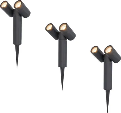 Produktbild von hoftronic LED Gartenstrahler Pinero Doppel 8W 690lm 2700K IP65 Schwarz