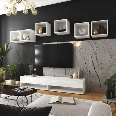 Zdjęcie produktu dla Elegancka ściana do salonu BRADT 27 - biała