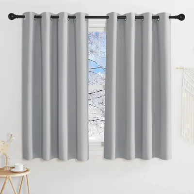 Obrázok produktu pre Závesy s okami, rozmer 135 x 140 cm, svetlosivá farba, balenie obsahuje 2 kusy