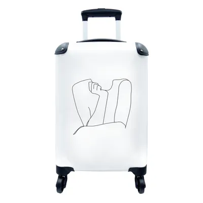 Produktbild von MuchoWow® Koffer Handgepäck Trolley Rollkoffer Kleine Reisekoffer mit 4 Rollen - Frauen - Linienkunst - Minimalismus - Cabin Size < 55x40x23 cm & 55x40x20 cm - Fotokoffer - Kabinenkoffer - Boardgepäck - Reise-Box - Reisekoffer - Reisegepäck - Koffer mit Bild - Trolley für Kinder
