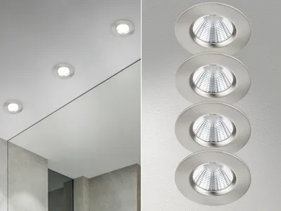 Produktbild von LED Einbaustrahler Decke 4er Set rund dimmbar Nickel matt 5,5W Deckenleuchten