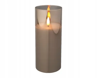 Image de Bougie LED en verre décorative grise 17,5 cm