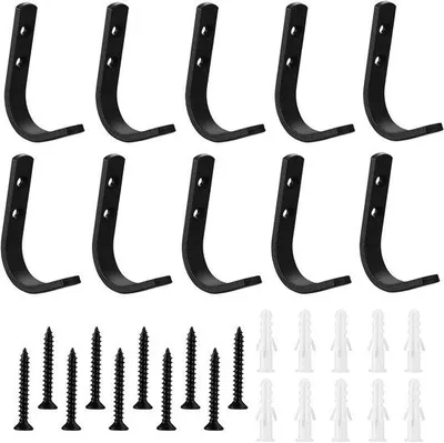Produktbild von Premium Zwangere Garderobenhaken mit Schrauben und Haken für Jassen und Sjaals, Schwarz, 10er Pack