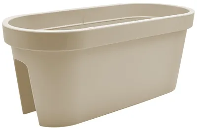 Produktbild von 2er Set Balkon Geländer Blumenkasten, Geländertopf, Balkonkasten, Blumentopf, Blumenkübel, Pflanztopf Railing oval 59x26cm taupe