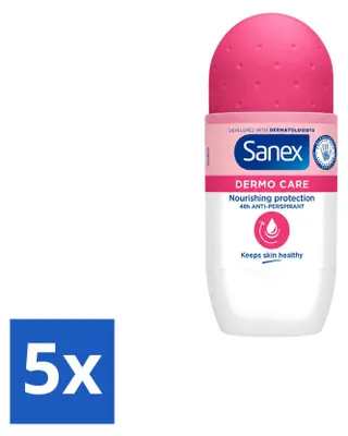 Produktbild von 5 x Sanex Dermo Care 48H Roll-On Antiperspirant - 50 ml - Vorteilspackung - 5 Stücke