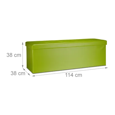 Immagine prodotto di Panchina pieghevole Relaxdays, HxLxP 38 x 114 x 38 cm, panca con contenitore in similpelle XL, contenitore con ampio spazio, verde