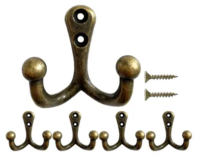 Produktbild von Kleiderhaken Doppelt Vintage Bronze 5er-Set Wandhaken