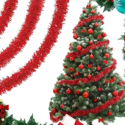 Immagine prodotto di Catene luminose rosse, 20 metri, set da 10, per decorazioni natalizie e feste
