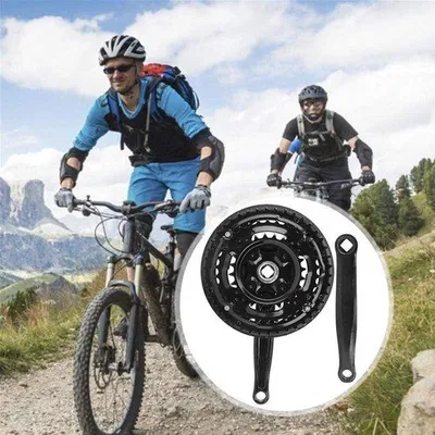 Produktbild von Famanu Fahrradkurbel 24-34-42T - Schwarz mit Kettenabdeckung