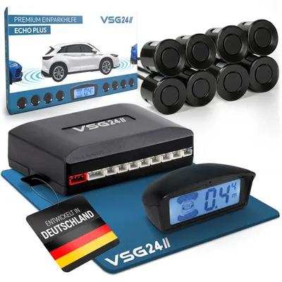 Produktbild von Premium Kombi-Set Einparkhilfe für vorne & hinten, PKW, Sprinter, Wohnmobil - Sensoren schwarz PDC-22145