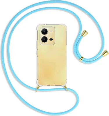 Produktbild von Handykette Backcover-Schutzhülle mit Band (Metall goldfarben) für vivo X80 Lite, vivo V25 (6.44'') - himmelblau