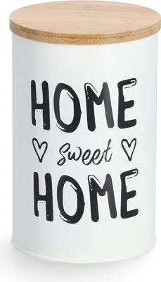 Immagine prodotto di ZELLER Vaso in metallo con coperchio in bambù 1l, bianco Home 10,5x16,5cm