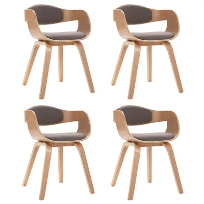 Image de vidaXL Chaises de salle à manger 4 pcs. Bois courbé et tissu taupe