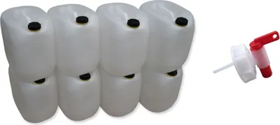 Produktbild von 8 Stück 30 Liter L Kanister Camping & Outdoor Wasserkanister Farbe natur lebensmittelecht dicht + Hahn (8x30 knn + H.)