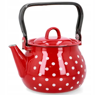 Produktbild von AGD Olkusz | Teekessel Olkusz - 2,5 L - Rot mit weißen Punkten - Induktionsgeeignet - Stilvolles Design