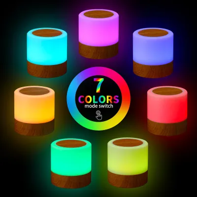 Obrázek produktu pro Stolní LED, barevné noční světlo, ložnice, noční stolek, USB, dotyková RGB lampa s dálkovým ovládáním