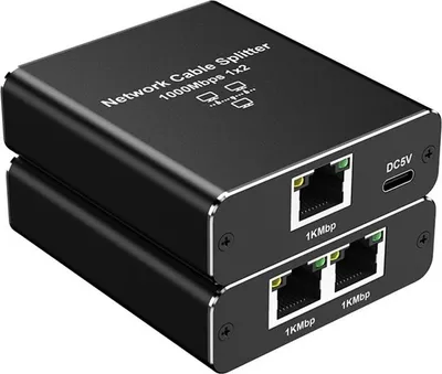 Obrázek produktu pro INF RJ45 Gigabit Síťový Rozbočovač - 2 Porty Ethernet LAN Adaptér - Černý