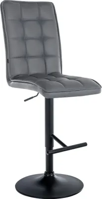 Produktbild von Barhocker PIMIR - Kunstleder Grau 45x54x112 cm Schwarz | Barstuhl Höhenverstellbar Mit Lehne Drehbar Tresenhocker Tresenstuhl Kneipenhocker