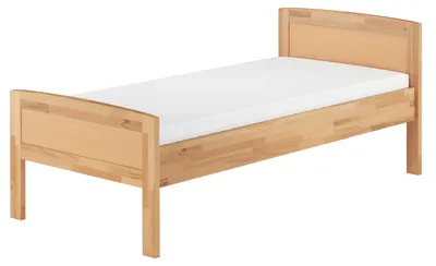 Produktbild von Seniorenbett Einzelbett Buchebett natur 90x200 Futonbett Zubehör wählbar V-60.72-09Rollrost und Matratze inkl.