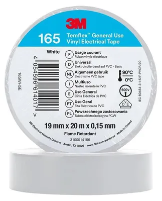 Produktbild von Weißes Isolierband 19 mm x 20 m PVC Temflex 165 3M 7100184808