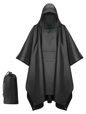 Produktbild von Regenponcho für Herren – Wasserdichte, 3-in-1 Regenjacke mit Kapuze für Outdoor-Aktivitäten