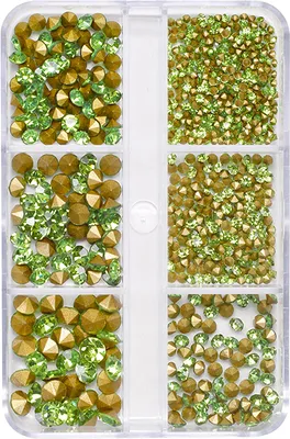 Produktbild von INF Nagelkunst Strasssteine Set - 6 Fächer Teal Grüne Spitz zulaufende Nagel Kristalle