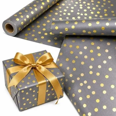 Zdjęcie produktu dla Papier ozdobny Złote Kropki X-Strong 57cmx25m - PaperHit
