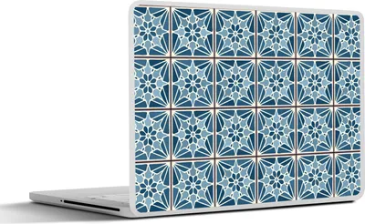 Produktbild von MuchoWow® Laptop Aufkleber Sticker Cover Blau - Muster - Fliese 31x22.5 cm - Laptop-Deko
