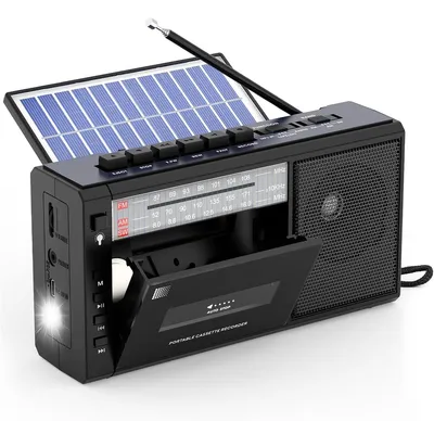 Produktbild von J-360 Kassettenboombox Solar – Tragbarer Musikplayer mit Bluetooth & Radio | Kassettenrekorder AUX/TF/USB | Wiederaufladbar