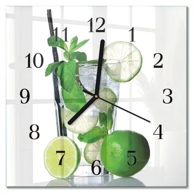 Immagine prodotto di Orologio da parete Tulup Glasuhr, orologio da cucina, vetro vero, 30x30 cm, design moderno e decorativo, silenzioso, con lancette nere - colore lime e menta