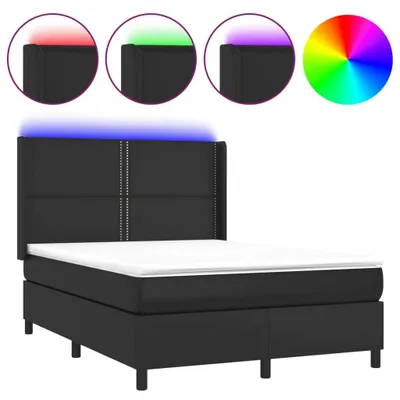 Produktbild von vidaXL Boxspringbett mit Matratze & LED Schwarz 140x200 cm Kunstleder
