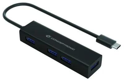 Produktbild von Conceptronic HUBBIES07B USB-C-zu-4-Port-USB-3.0-Hub