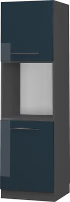 Imagen del producto de Armario para horno empotrado Vicco Fame-Line Azul oscuro alto brillo 60 cm abierto, Model 48885